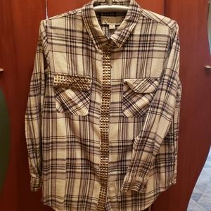 Comfort and class studded flannel shirt